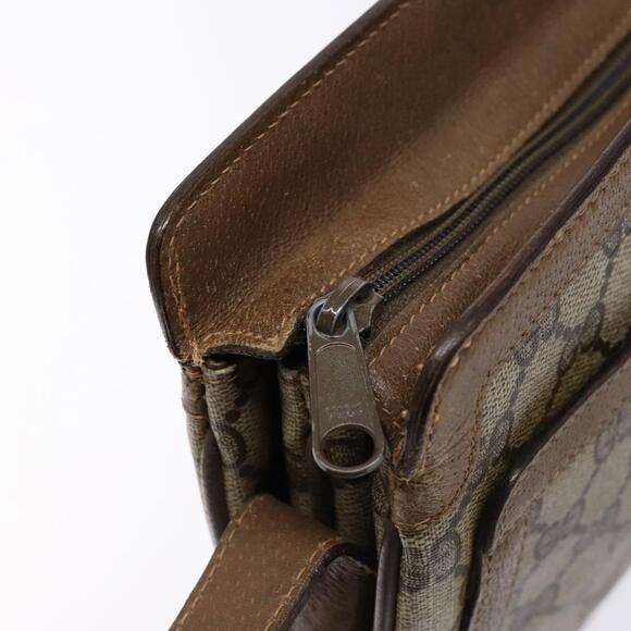 GUCCI GG Supreme Web Sherry Line Shoulder Bag Pvc Beige Gold Red - Picture 15 of 16